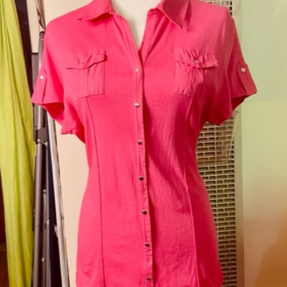 Hot Pink Buttoned down Shirt XL - Picture 1 of 5